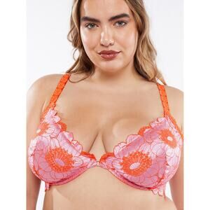 Savage X Fenty Perfect Poppies Unlined Lace Demi Bra Size 38D